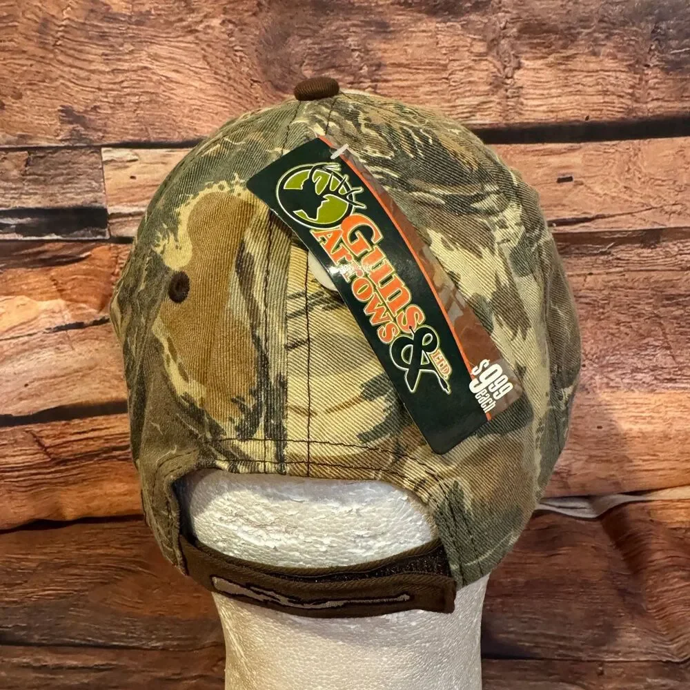 Guns & Arrows Hunting Hat Men's Adjustable Camo Khaki Baseball Cap Rifle